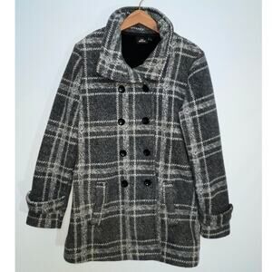 IKE BEHAR Double Breasted Plaid‎ Coat in Soft Fleece - Women's Size M - Cozy!